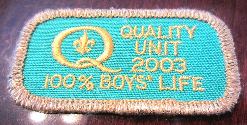 Vintage Uniform Patch Boy Scout Quality Unit 2003 100% Boys Life Green Gold