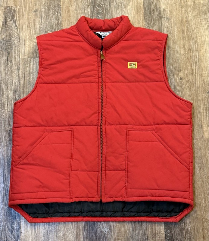 Vintage Kent Feeds Guaranteed Swingster Red Jacket Vest Large Feed Seed USA gallery
