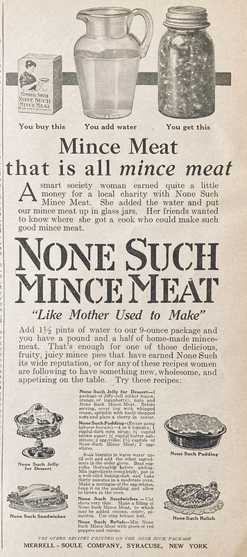 1919 AD(XH45)~MERRELL-SOULE CO. ROCHESTER, NY. NONE SUCH MINCE MEAT