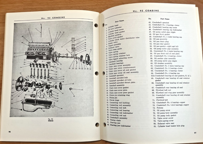 Massey Harris no 92 Combine Owners manual w/parts breakdowns gallery