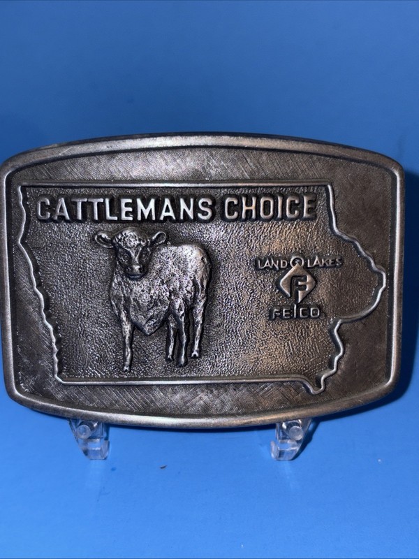 Vtg Iowa Cattleman’s Choice Felco Land O Lakes Belt Buckle Beef Farm Cattle Cow