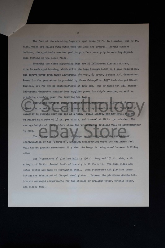 Vintage 1950s Caterpillar Photos & News Release - Vinegaroon Oil Drilling Barge gallery