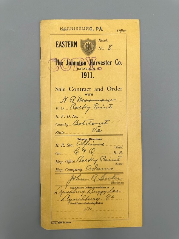 1911 JOHNSTON HARVESTER Contract Letter FARM Advertising BATAVIA NY Antique gallery