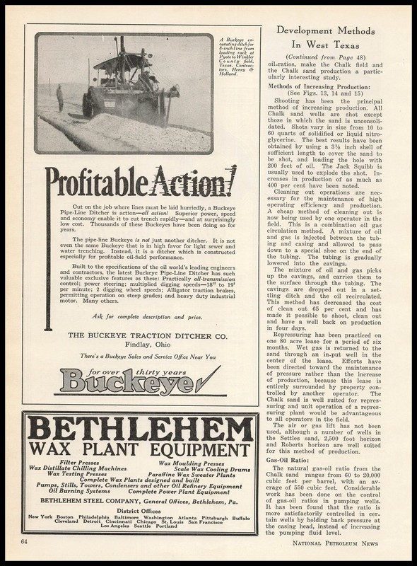 1928 Pyote Texas Photo Henry & Holland Buckeye Traction Ditcher Company Print Ad