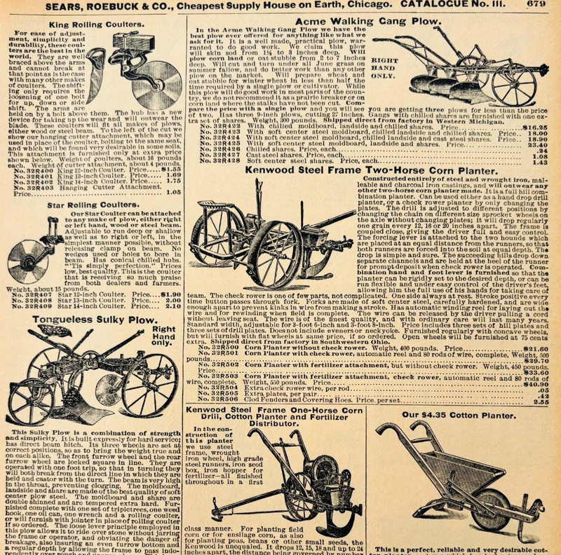 1901 Plow & Planters Farming Reproduction Advertisement Sears Agriculture DWU17D