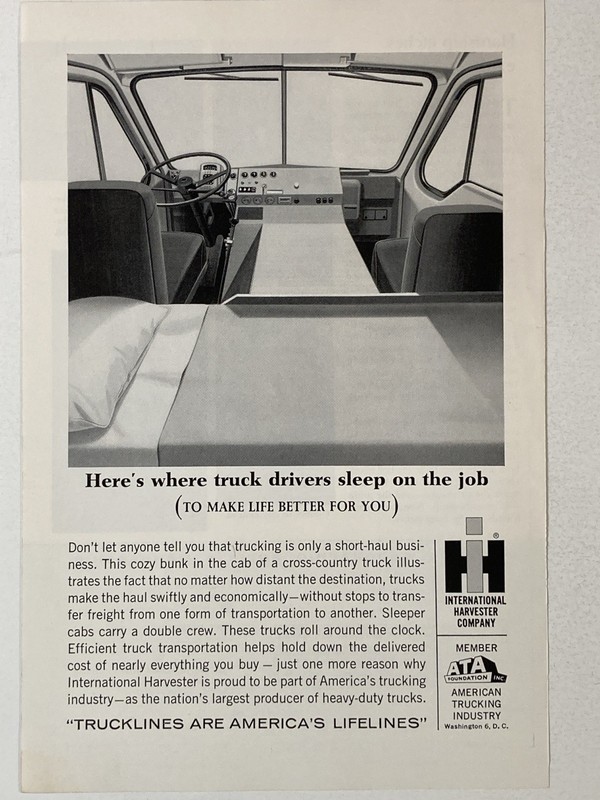 1964 International Harvester Truck Print Ad Sleep On The Job