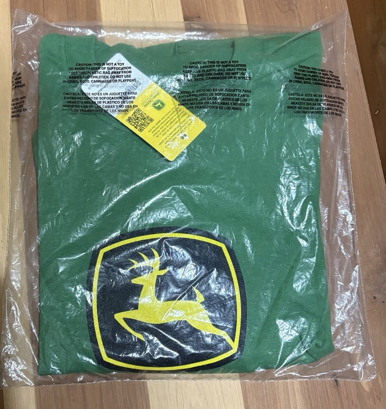 New JOHN DEERE Sealed Promo Custom Tee T-Shirt NOS Green XL Classic Logo