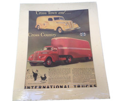 International Harvester Trucks Magazine Color 1940 Ad Matted 13″X16″ USA Vintage