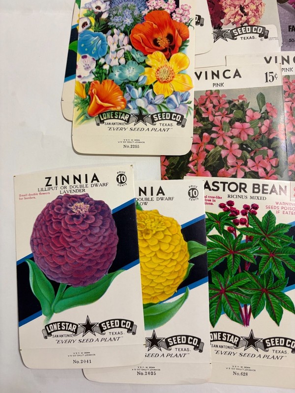 25 vintage flower seed packages, empty gallery