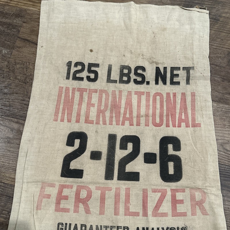Vintage Canvas Sack Feed Bag International Fertilizer Lockland Ohio 18x39 in gallery