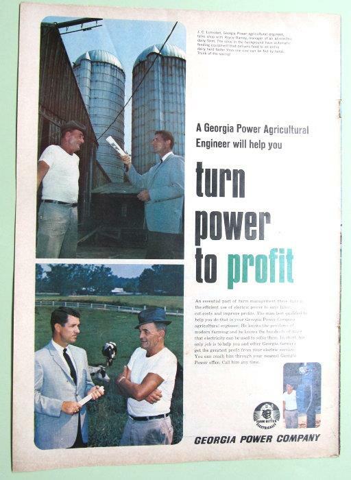 Orig 1967 Georgia Power Ad features Royce Ramey of Georgia, Dairy Farm Manager