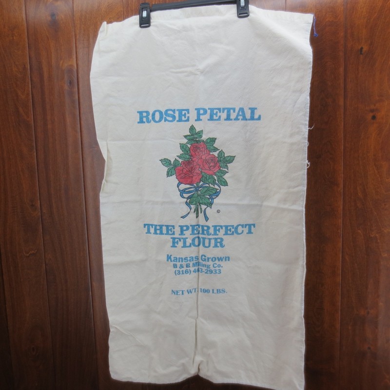 Rose Petal Flour Sack Bag 100 lb Kansas Grown B&B Milling Co. 20×36