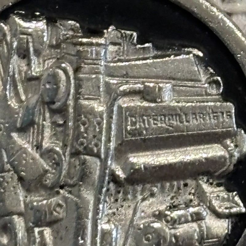Vintage CATERPILLAR 1676 Diesel Truck Engine Key Chain Silver Tone with Black Ba gallery