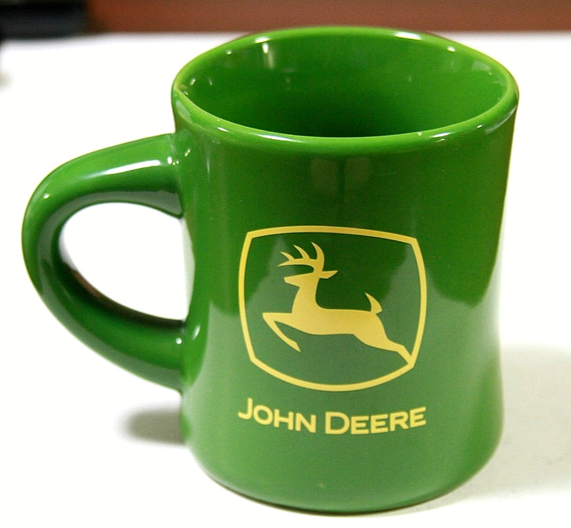 Vintage John Deere 🚜 Green Coffee Mug Gibson 🚜 Reverse Bottom Stamp Oddity! gallery