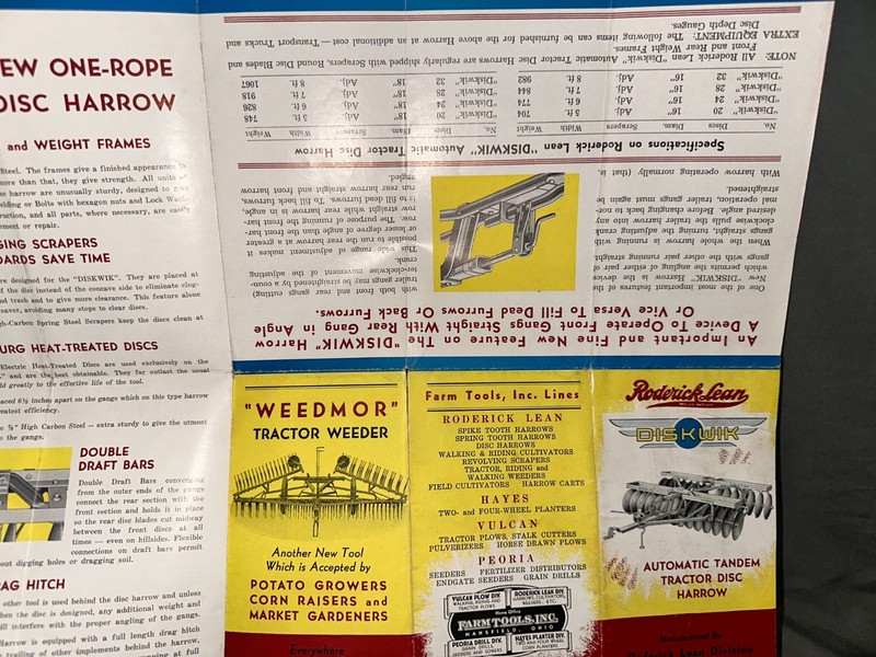 Vintage Roderick Lean Disc Harrow Sales Brochure Pamphlet gallery