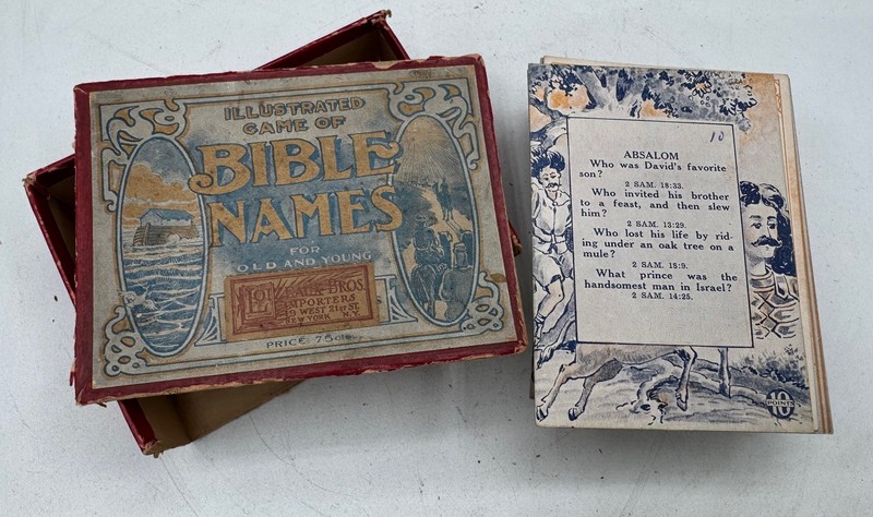 Antique Illustrated Game of Bible Names Card Game w/ Box (Box Rough) gallery
