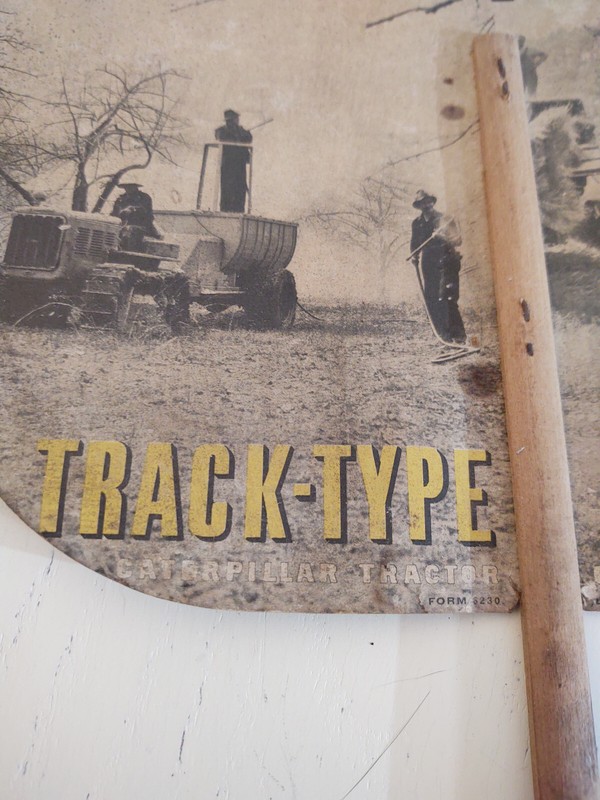 Vintage CATERPILLAR ADVERTISING FAN Diesel Track-Type Traction Tractor cardboard gallery