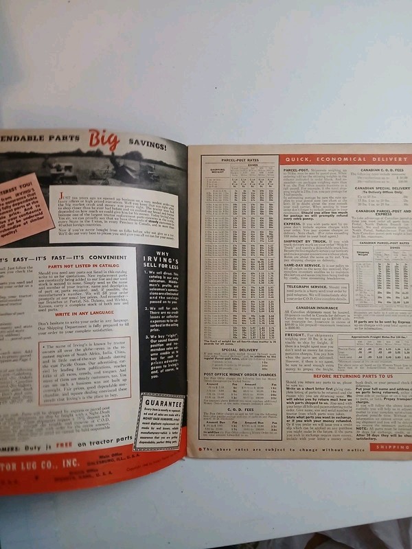 1940 Irving’s Tractor Replacement New And Used Parts Sales Catalog Book gallery