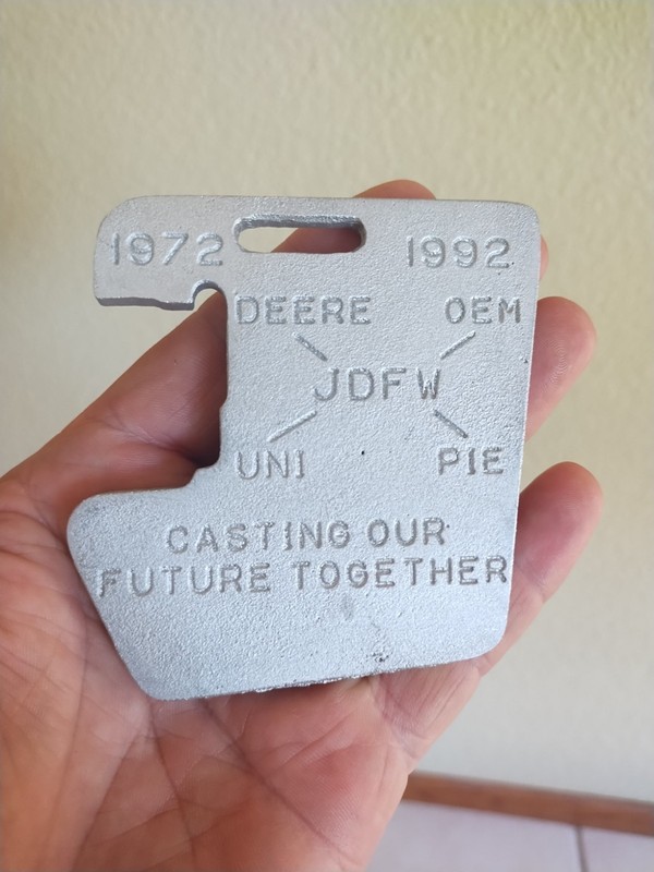 John Deere JDFW Foundry 1972-1992 Tractor Suitcase Weight Aluminum Waterloo Iowa