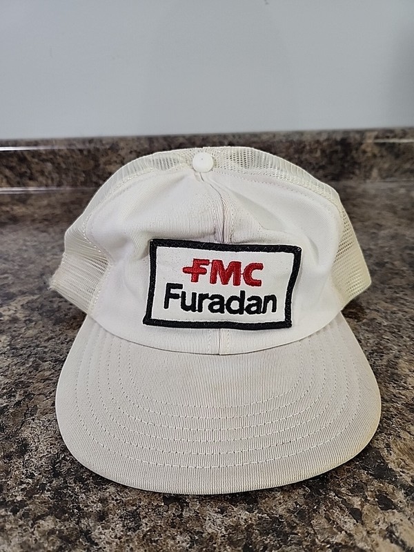 Vtg FMC Furadan Snapback Trucker Hat Mesh Patch Unitog White Pesticide