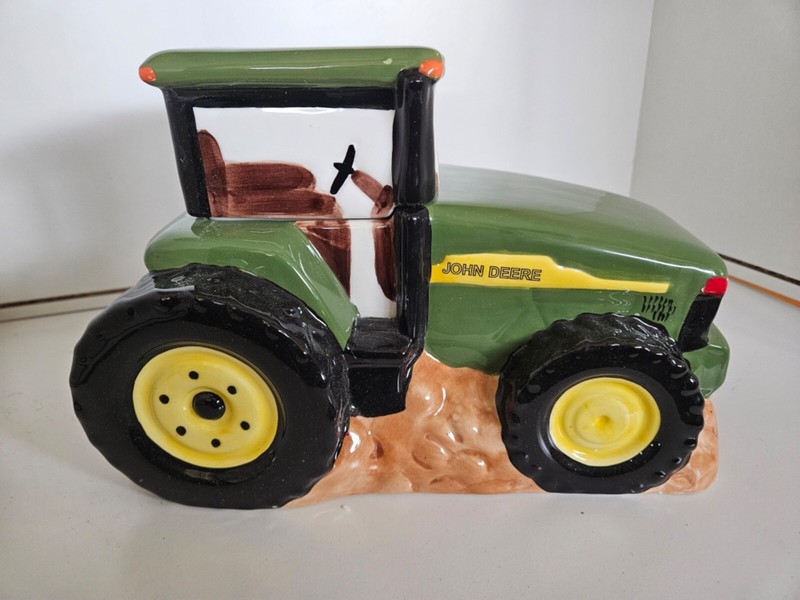 Gibson Licensed John Deere Cookie Jar Green Tractor Ceramic Hand Painted