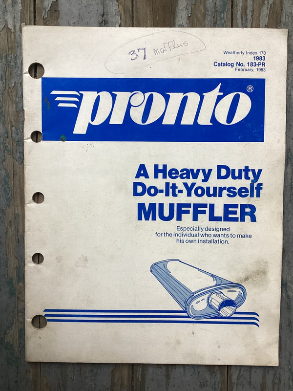 Original February 1983 Pronto Heavy Duty Muffler 23-pge Catalog Toledo OH