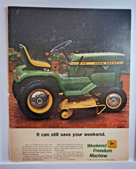 1969 John Deere Save Your Weekend Freedom Machine Tractor 11×14 ad