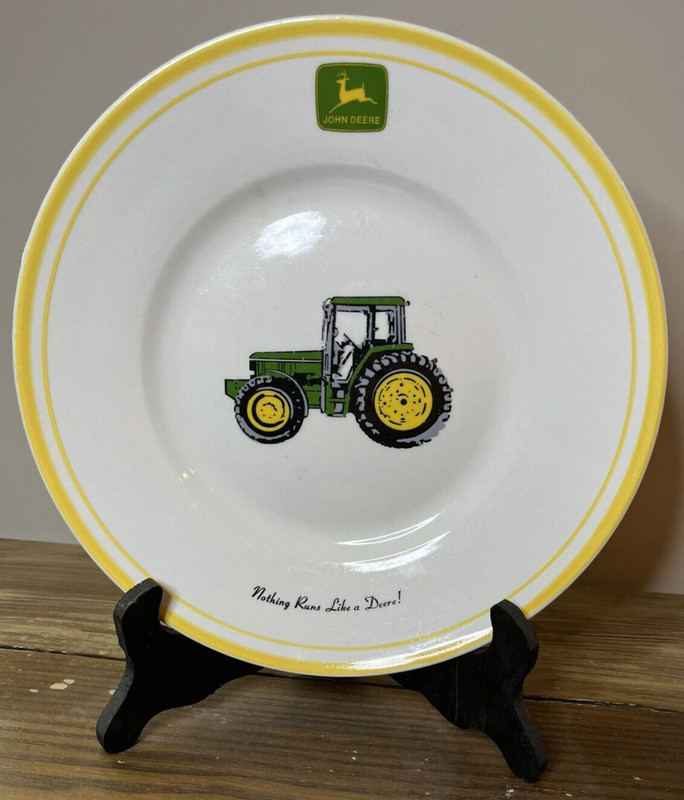 John Deere Tractor Salad Plate 9″ Replacement White Ceramic Gibson Like A Deere!