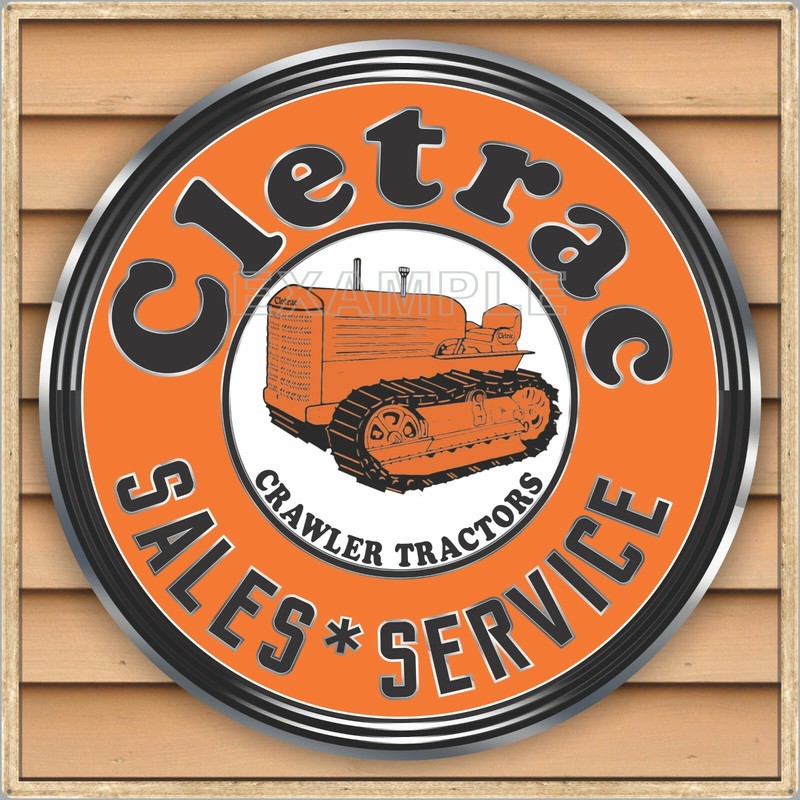 CLETRAC CRAWLER TRACTORS OLD SIGN REMAKE SQUARE ALUMINUM SIZES UP TO 36″ X 36″