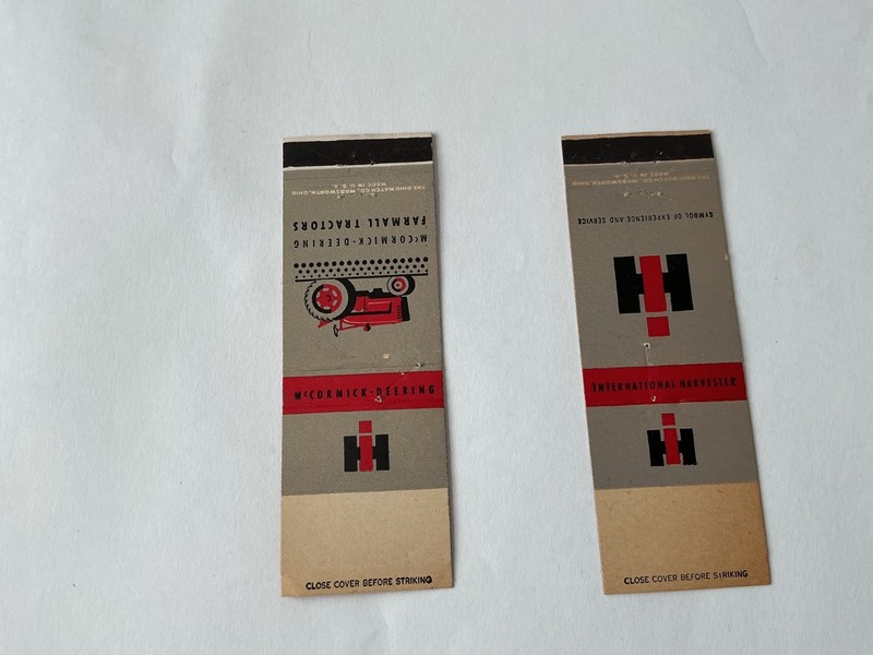 Lot of 2 Very Old International Harvester Farmall Tractors Matchbook Covers