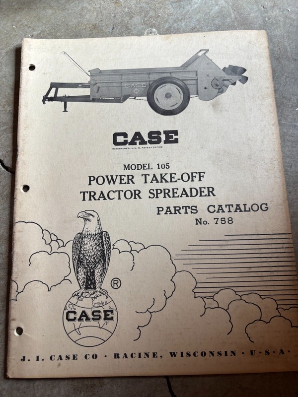 Case Tractor 105 PTO Manure Spreader Parts Book Manual AMIL26