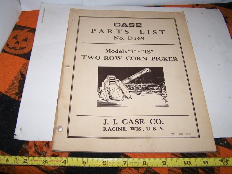 JI CASE Model I IS CORN PICKER Parts Book Hit Miss Gas Engine Steam Farm Tractor