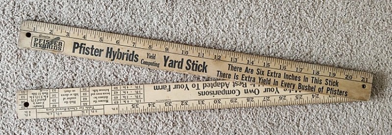 PFISTER HYBRIDS CORN Walter Seed Co Wauseon OH FOLDING Wood Yard Stick 42″ RARE