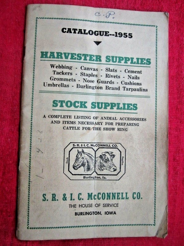 VTG 1955 McCONNELL BURLINGTON IOWA HARVESTER & FARM LIVESTOCK SUPPLIES CATALOG
