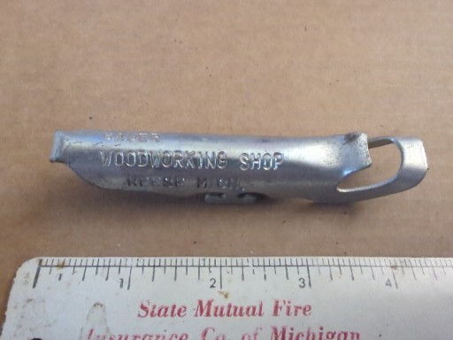 Vtg Bauer Woodworking Shop Reese MI Benjamin Moore Paint Opener Tool Bottle Can