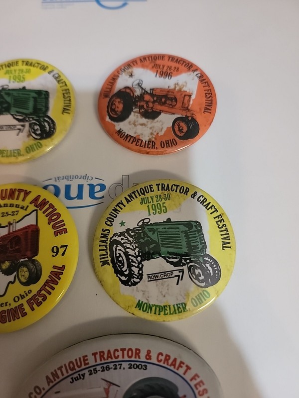Lot of 8 Vintage Antique Tractor Show Pin-back Buttons Williams Co gallery
