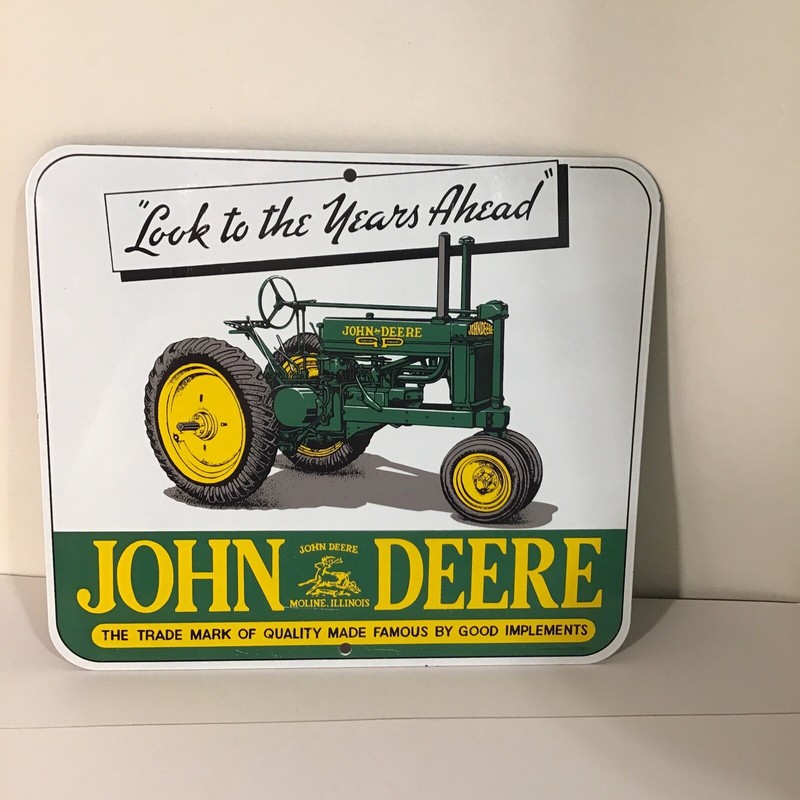RARE John Deere Tractor Rounded Edge Porcelain Sign Ande Rooney Advertising IL