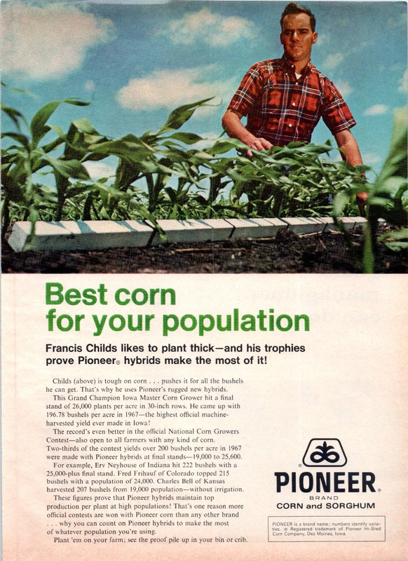 1968 Pioneer Hybrid Corn Francis Childs Iowa Champion Vintage 60’s Print Ad