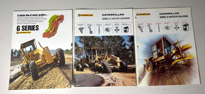 Caterpillar Motor Grader Series G Sales Brochure Lot of 3 Vintage 8-19 Pages