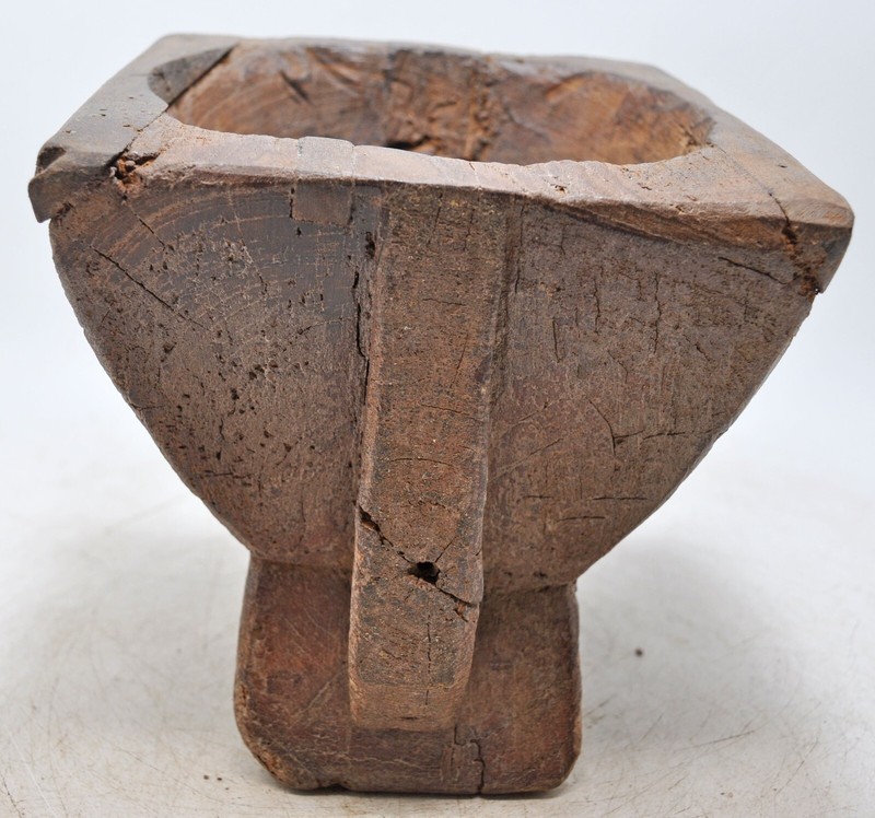 Antique Wooden Agricultural Seed Holder Bijni Original Old Hand Carved gallery
