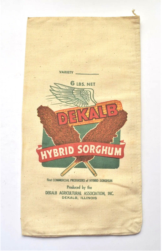 Vintage Dekalb Corn Seed Sack 6lb Hybrid Sorghum 15″ x 8″ New
