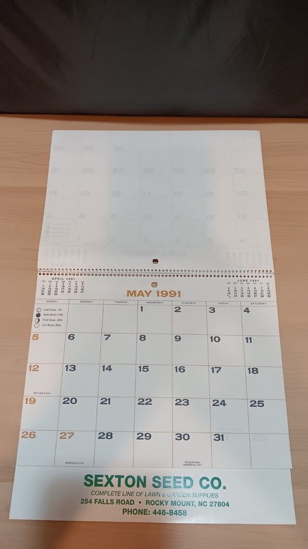 Vintage 1991 Sexton Seed Co Rocky Mount NC North Carolina Advertising Calendar gallery