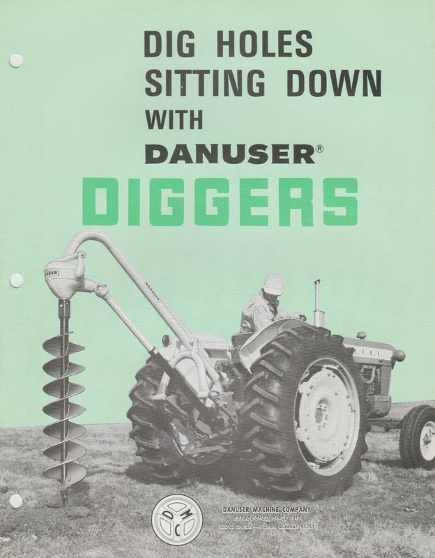 Danuser Diggers Post Hole Digger Showroom Sales Brochure Model F8 & 8700