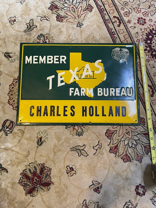 VINTAGE TEXAS FARM BUREAU SIGN MEW OLD STOCK