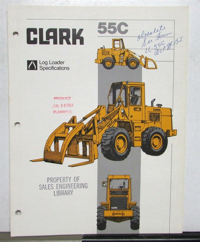 1981 Clark 55C Log Loader Specifications Construction Sales Tri-Folder