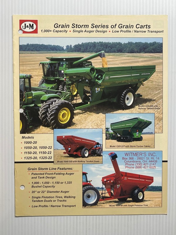 J & M Grain Storm Series Grain Carts – Sales Brochure *Original Dated 2010s*