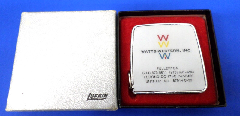 Vintage Lufkin Advertising Pocket Tape Measure 1/4″ Scale WATTS-WESTERN, INC.