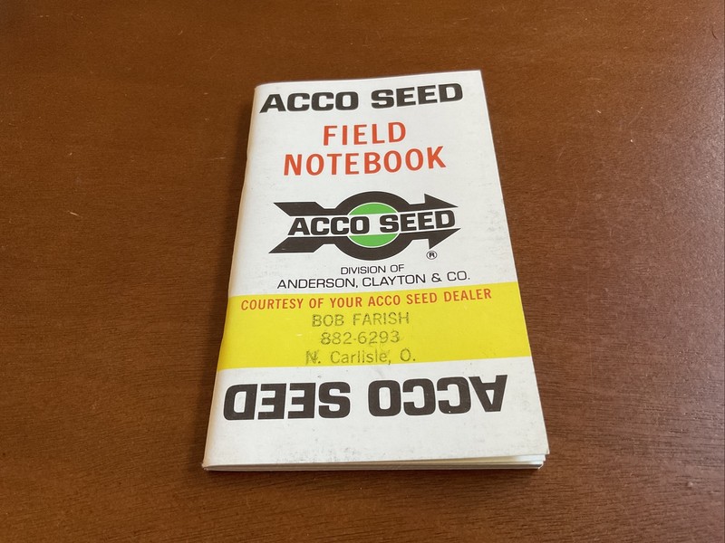Vintage~ Acco Seed Corn Pocket Ledger Harvest Guide ~ 1974 ~b16