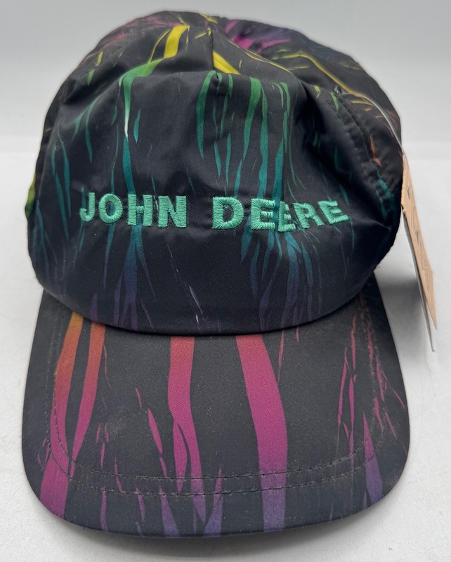 Vintage John Deere Neon Splash Print Snapback Hat Cap NWT USA