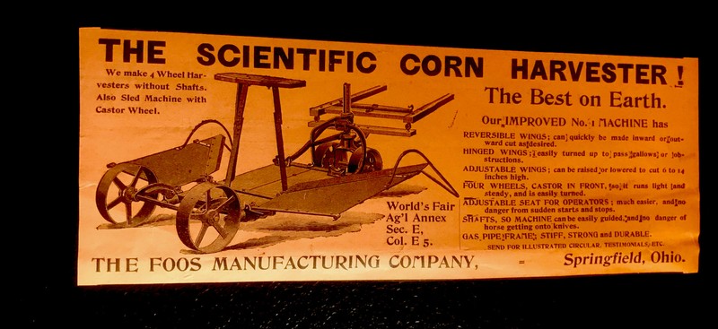 1893 Foos Corn Harvester Farm Engraving Advertising – Springfield – Ohio
